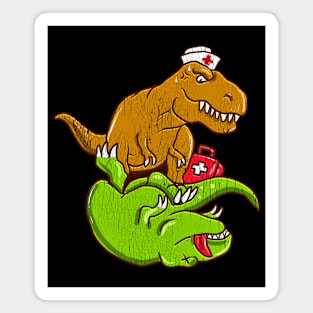 T Rex Performing CPR EMT Nurse Doctor Dinosaur Lover Magnet